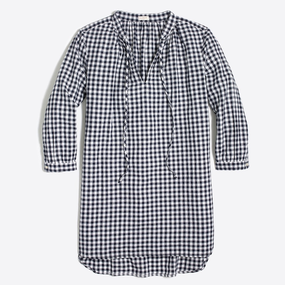 J Crew Gingham Women's tunic top Black & White 00